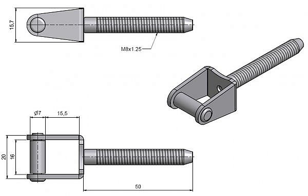 Skoba okenní k zašroubování M8x50  6603