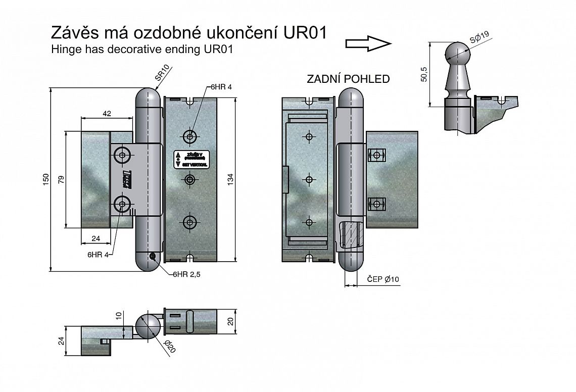 Sada dveřních závěsů GEMMA 55 20/18 UR01 S3 5573