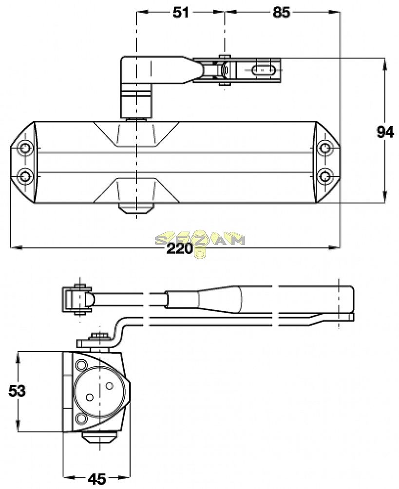 DORMA TS68 ZLATÝ dveřní zavírač