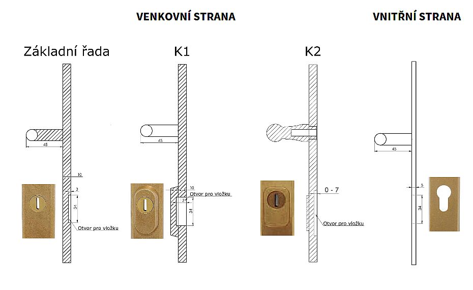 CASUAL K1 bronz bezpečnostní klika-klika 92