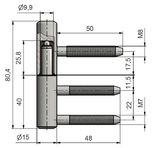 Závěs dveřní  80/10 M8 22/M7 9692