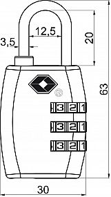RV.TSA.335. Kódový visací zámek