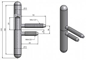 Závěs dveřní 15x100 UR25 9091