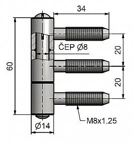 Okenní závěs třídílný 14x60 M8/34.5 9633