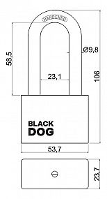 RV.BLACKDOG PL visací zámek dlouhé oko