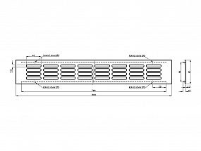 Větrací mřížka 80x600mm broušený Hliník – imitace Nerez