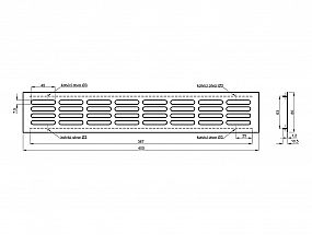 Větrací mřížka 80x250mm broušený Hliník – imitace Nerez