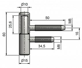 Závěs dveřní 60/10 M8/50 M8/34.5  9615