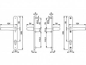 LUXEMBOURG bezpečnostní proiflové kování klika+klika r. 92 mm