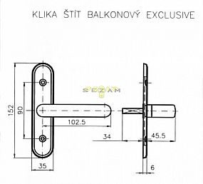 EXCLUSIVE 820 chrom balkonová klika