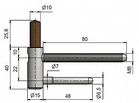Závěs dveřní spodní  80/10 SD M8x80 PH 5451