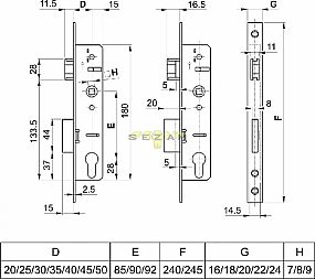 EURO zadl.hl60mm 45/90/22/8 EURO S 9045.