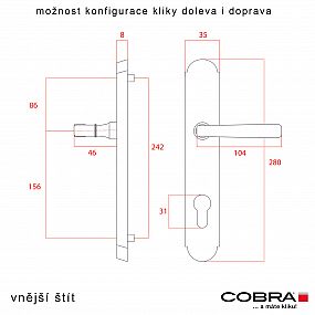 ALT WIEN ochranné kování 92 klika-klika OLV