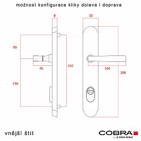 ALT WIEN ochranné kování 92 klika-klika OLV překrytí