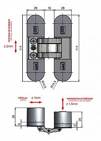 ESPRIT S3 sada 3ks skrytých pantů 3313