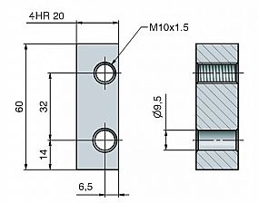 Držák závěsu 20x20 TRIO 20 M10 OZ 9830