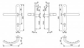 LUXEMBOURG bezpečnostní proiflové kování klika+klika r. 92 mm