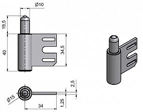 Závěs dveřní spodní díl TRIO 15 3D 34 OZ 5402