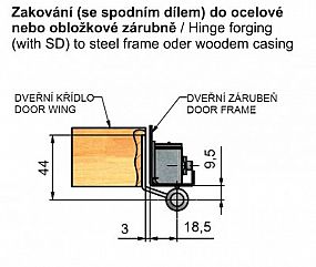 Závěs dveřní vrchní díl 80 VD