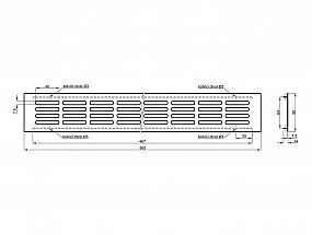 Větrací mřížka 80x250mm broušený Hliník – imitace Nerez