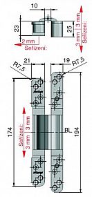 DX 42 3D skrytý pant 39314 nikl satén