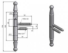 Závěs dveřní 15x100 UR 01 9090