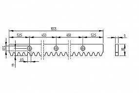 Hřeben kovový Zn 30x12mm, L1 m, max 2200 kg