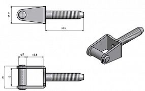 Skoba okenní k zašroubování M8x34,5 6599