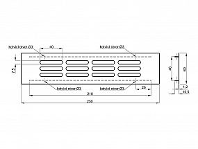 Větrací mřížka 60x250mm F1 přírodní elox