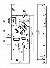 Z.301-WC.72/55/20 L zámek zadlabací