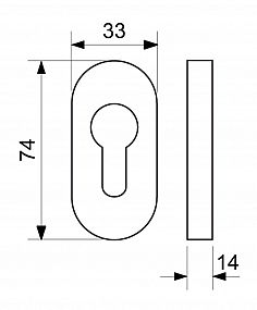 SR.4100.PZ 14mm rozeta nerez ovál prof.dv