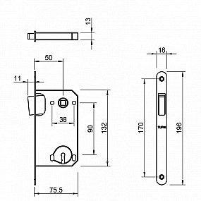 TI - MAGNETICKÝ ZÁMEK 3597 BB 90 OLV - mosaz lesk