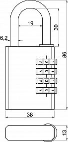 RV.1203 Kódový visací zámek