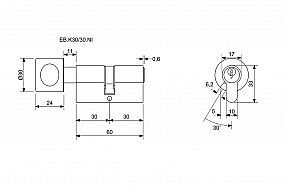 EURO BASIC stavební vložka s KNOFLÍKEM matný nikl