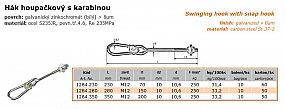 Hák houpačkový kyvný s karabinou - metrický M12