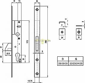 VEKTOR P 25/24C 40mm s hákem přídavný zámek