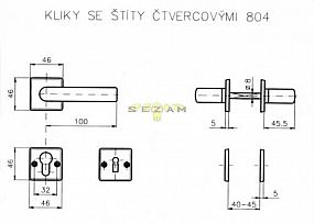 804 čtvercové klika-klika klíč chrom