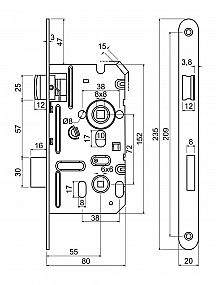 Z.301-PZ.72/55/20 P zámek zadlabací