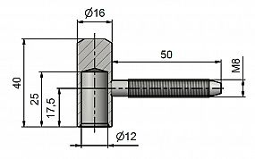 Závěs dveřní vrchní díl 80/12 M8x50 VD 9674