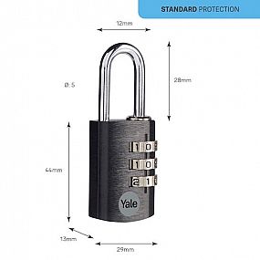 YALE YE3CB/28/126/1/BK visací zámek kódový černý