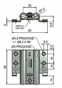 Vložka závěsu 22/7-9.8 DZ zinek 9822