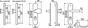 R111.ZA bezpečnostní kování kl-klika F7016 BT3 s překrytím