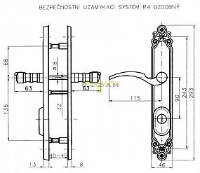 R 4/OZDOBNÉ 90 levá klika klika chrom-nerez