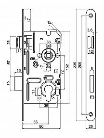 Z.301-BB.72/55/20 P zámek zadlabací