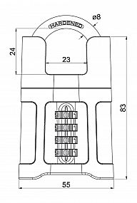 RV.25011 visací zámek kódový s krytem třmenu