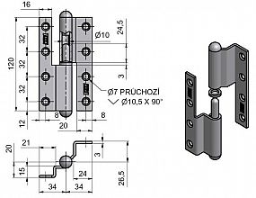 Závěs dveřní 120 lomený