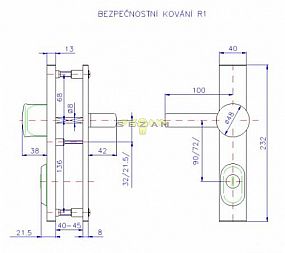 R 1/90 klika knoflík chrom-nerez