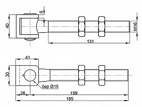 Závěs seřiditelný dlouhý šroub M16x131mm Bílý ZN 25Kg